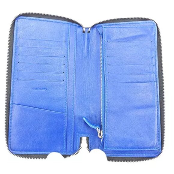 Celine Wallet Purse Long Wallet Logo Black Blue Woman Authentic Used - Picture 5 of 6